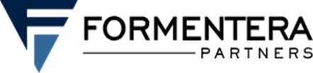 Logo featuring a stylized navy and blue F on the left, with the words FORMENTERA PARTNERS in bold black text to the right on a light gray background.